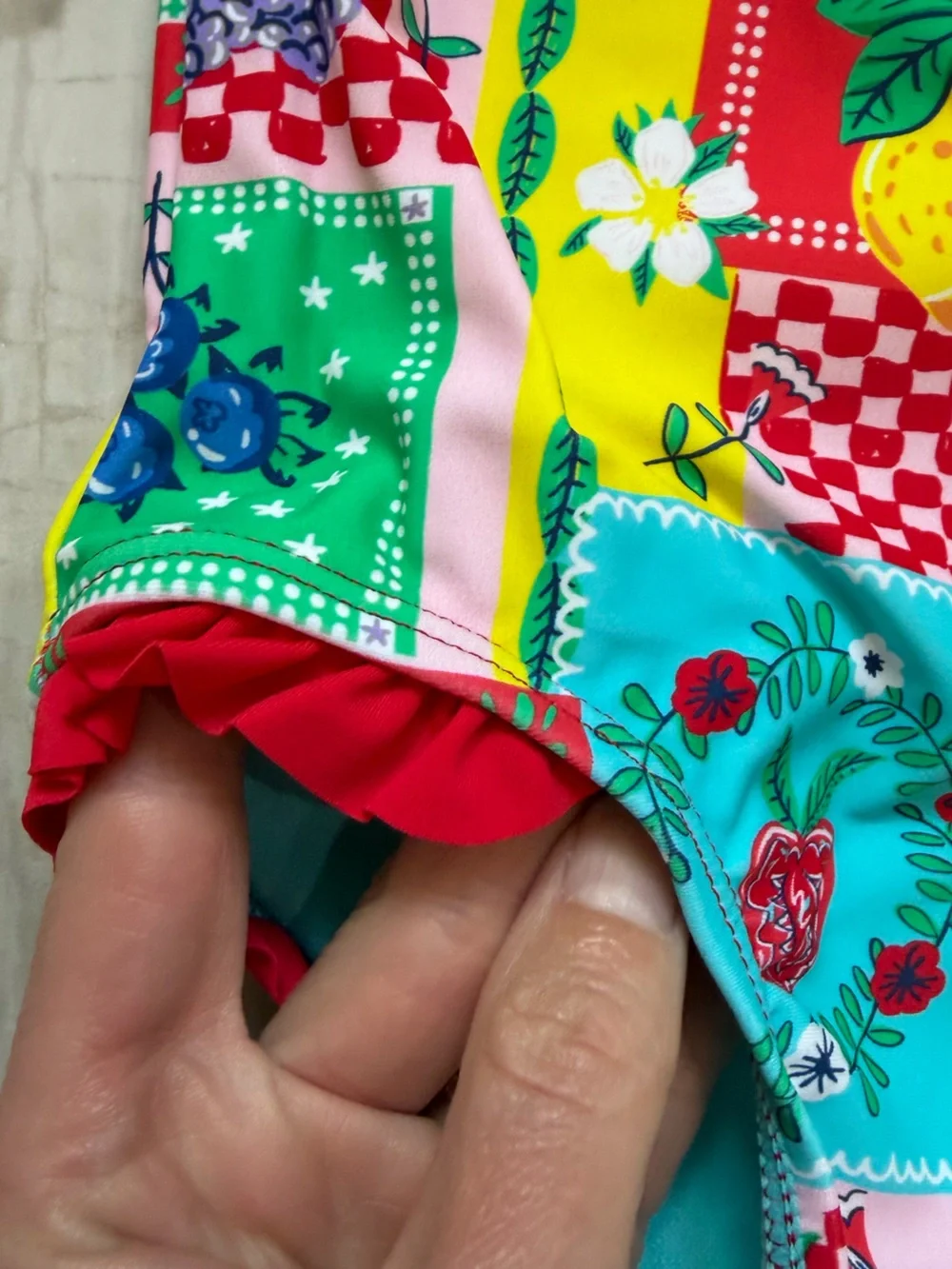 NWT RuffleButts Colorful Picnic Party Patchwork Short Sleeve One-Piece Girls 2T